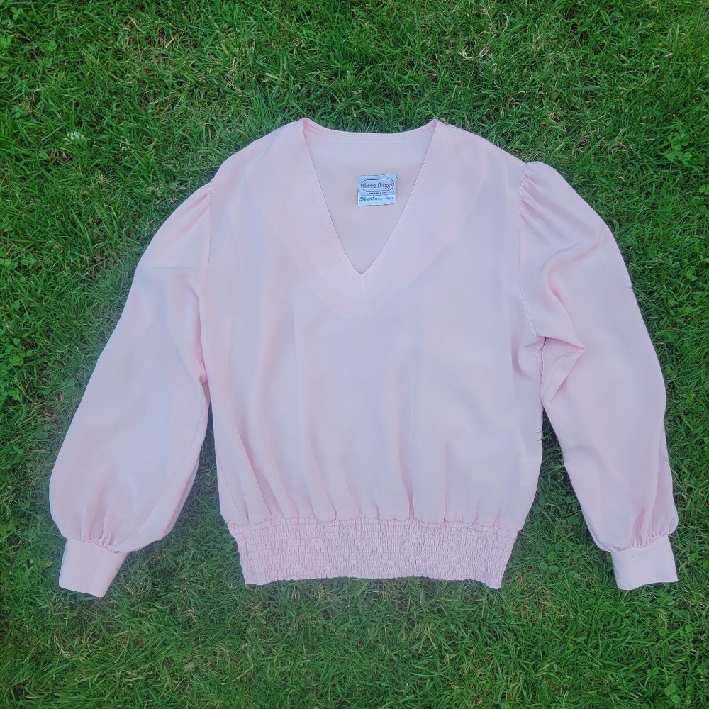 Vintage Three Flaggs Pink Blouse, Women's- Size 6